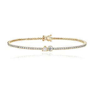 Two-Diamonds Bezel Tennis Bracelet