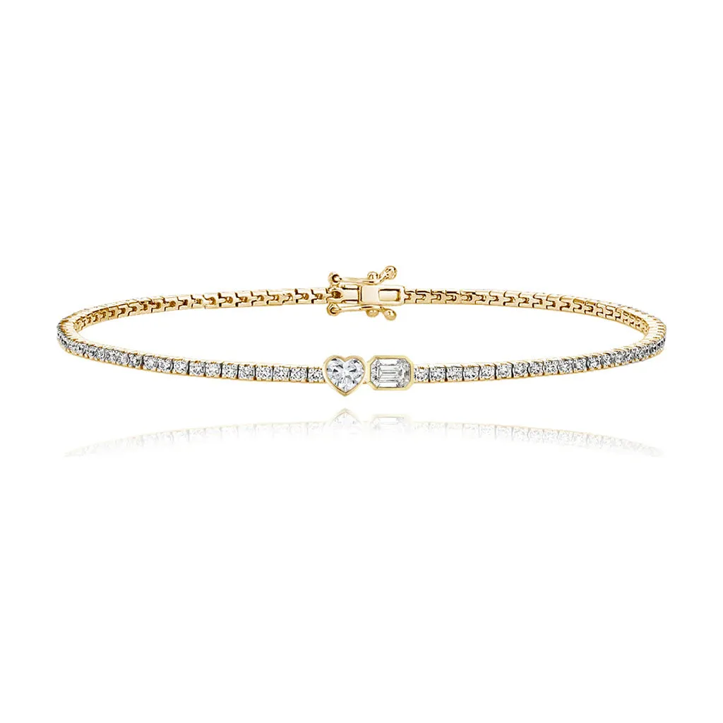 Two-Diamonds Bezel Tennis Bracelet