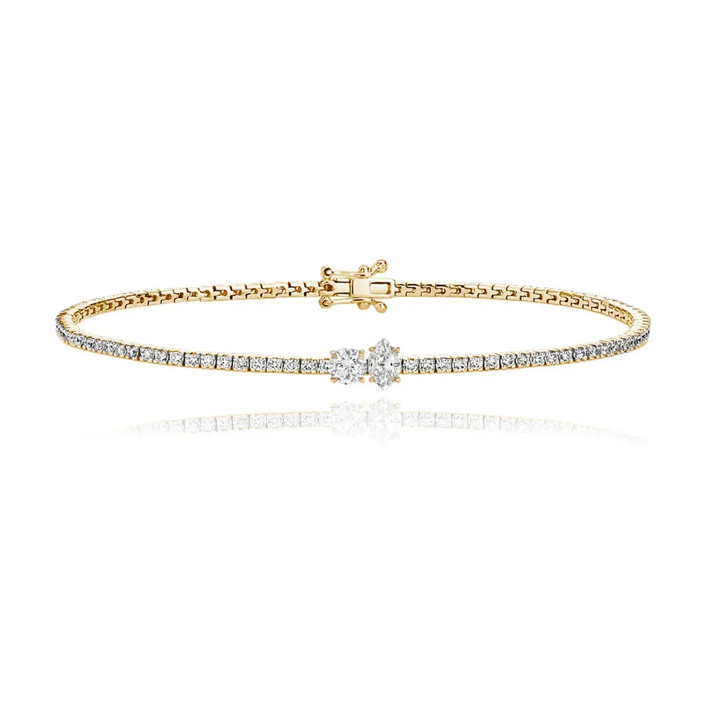 Two-Diamonds Tennis Bracelet