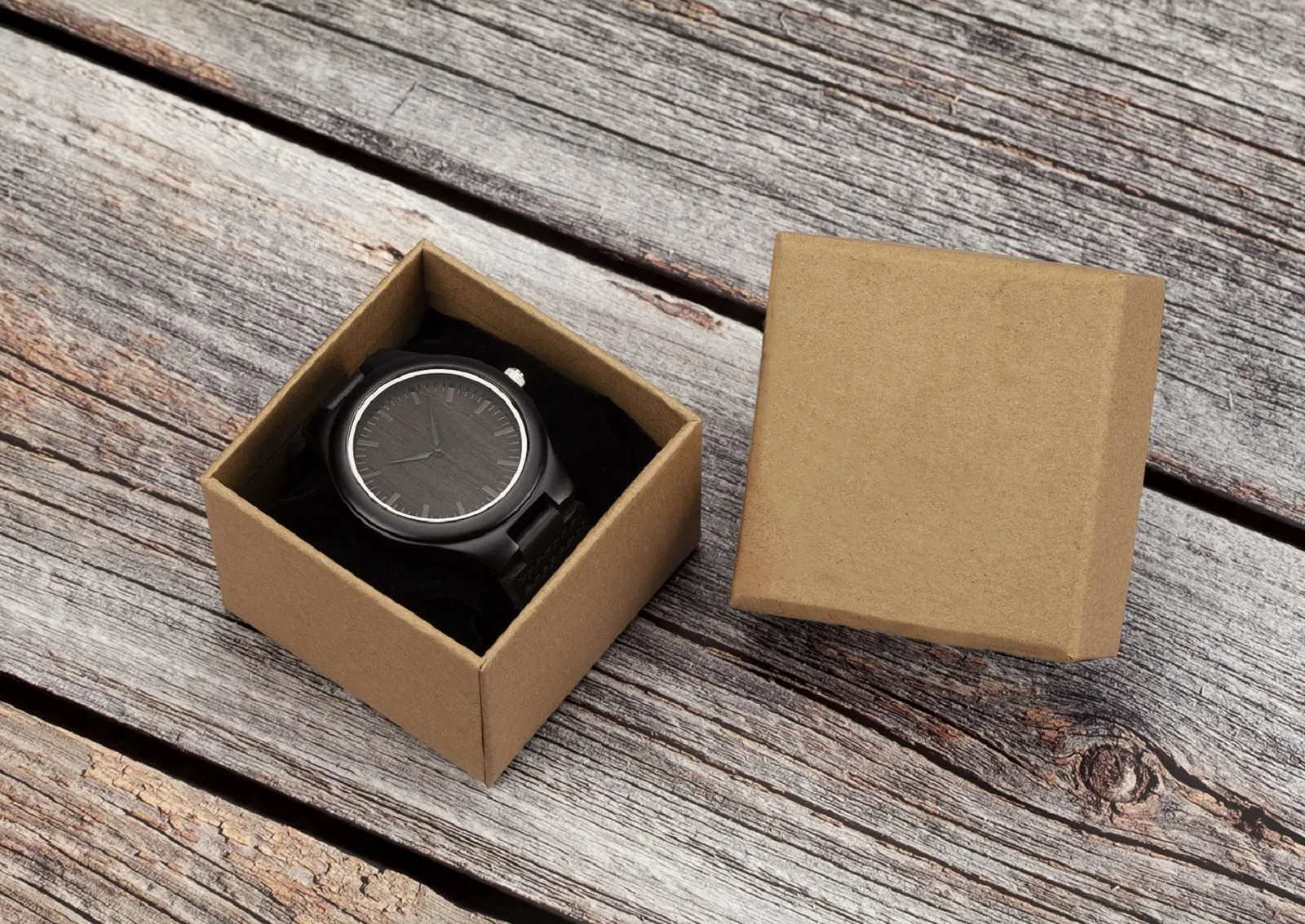 UMIPHIMAT to My Son Engraved Watch Black Leather Strap Handmade Ebony Wooden Natural Custom Wood Watch for Son Birthday Graduation Gifts