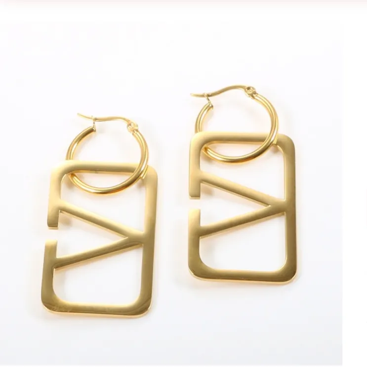 V Charm Long Earrings