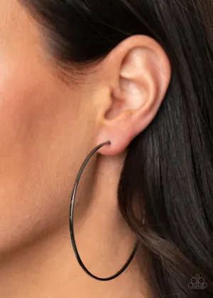 Very Curvaceous - Black - High Sheen Gunmetal Paparazzi Hoop Earrings