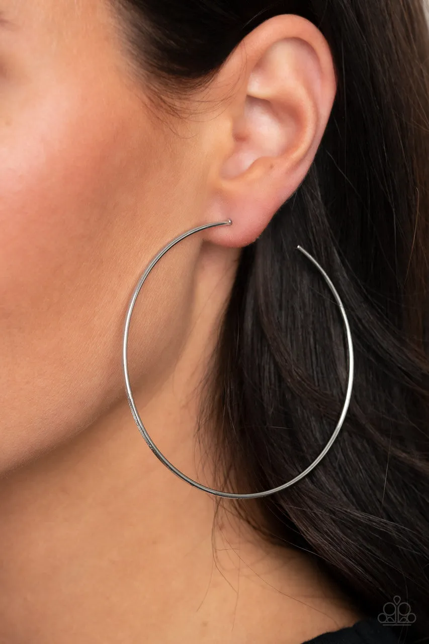 Very Curvaceous - Silver - High Sheen Paparazzi Hoop Earrings