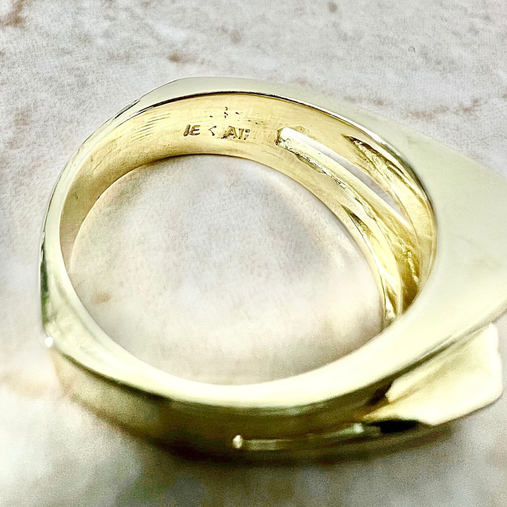 Vintage 18 Karat Yellow Gold Natural Emerald & Diamond Toi Et Moi Ring
