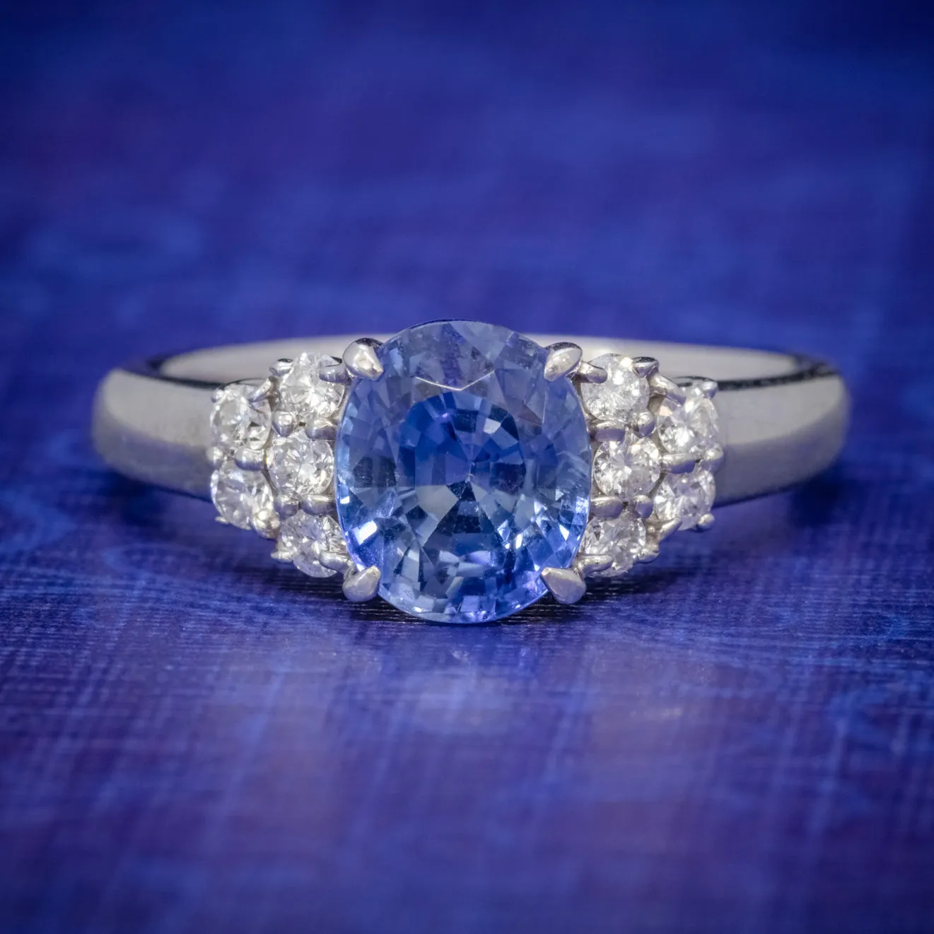 Vintage Ceylon Sapphire Diamond Engagement Ring Platinum 2.50Ct Sapphire