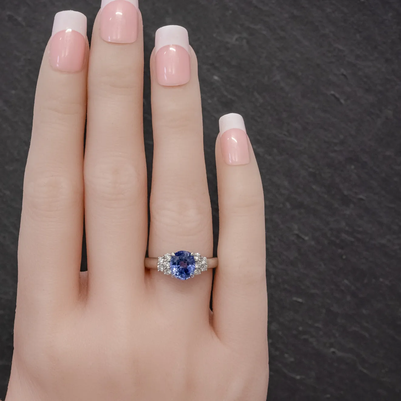 Vintage Ceylon Sapphire Diamond Engagement Ring Platinum 2.50Ct Sapphire
