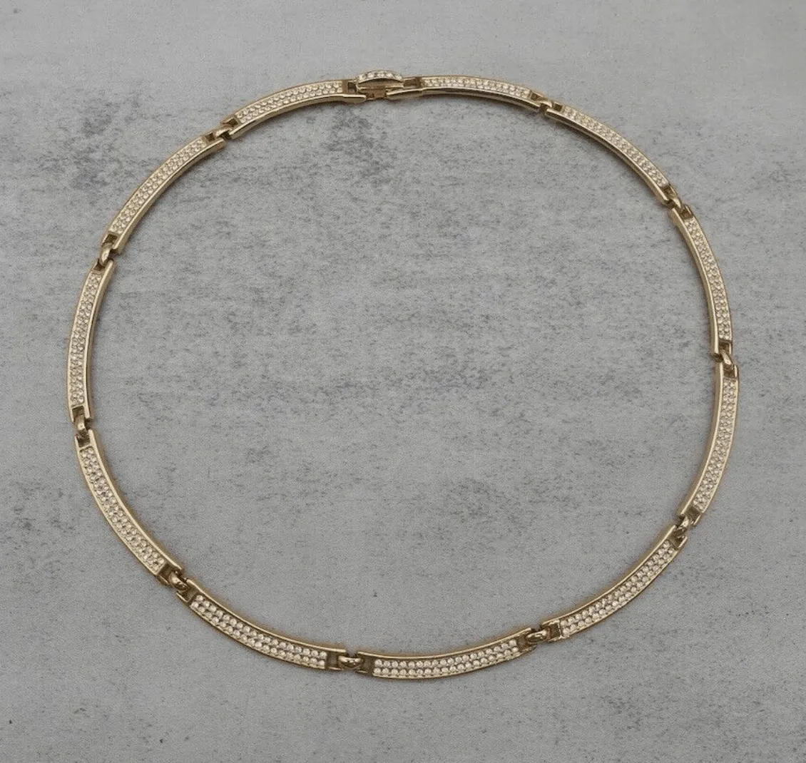 Vintage - Gold Pave Crystal Necklace