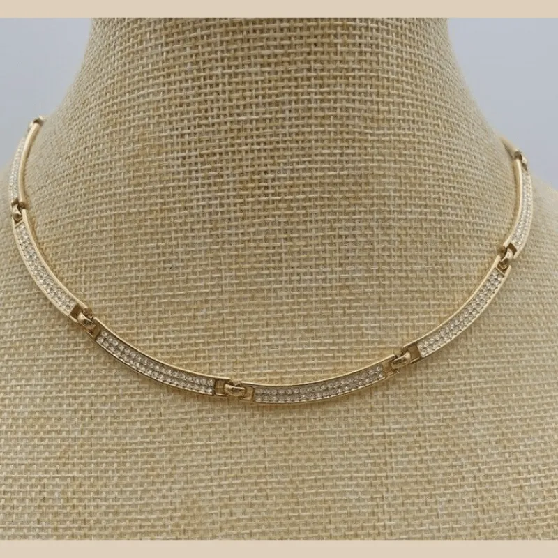 Vintage - Gold Pave Crystal Necklace