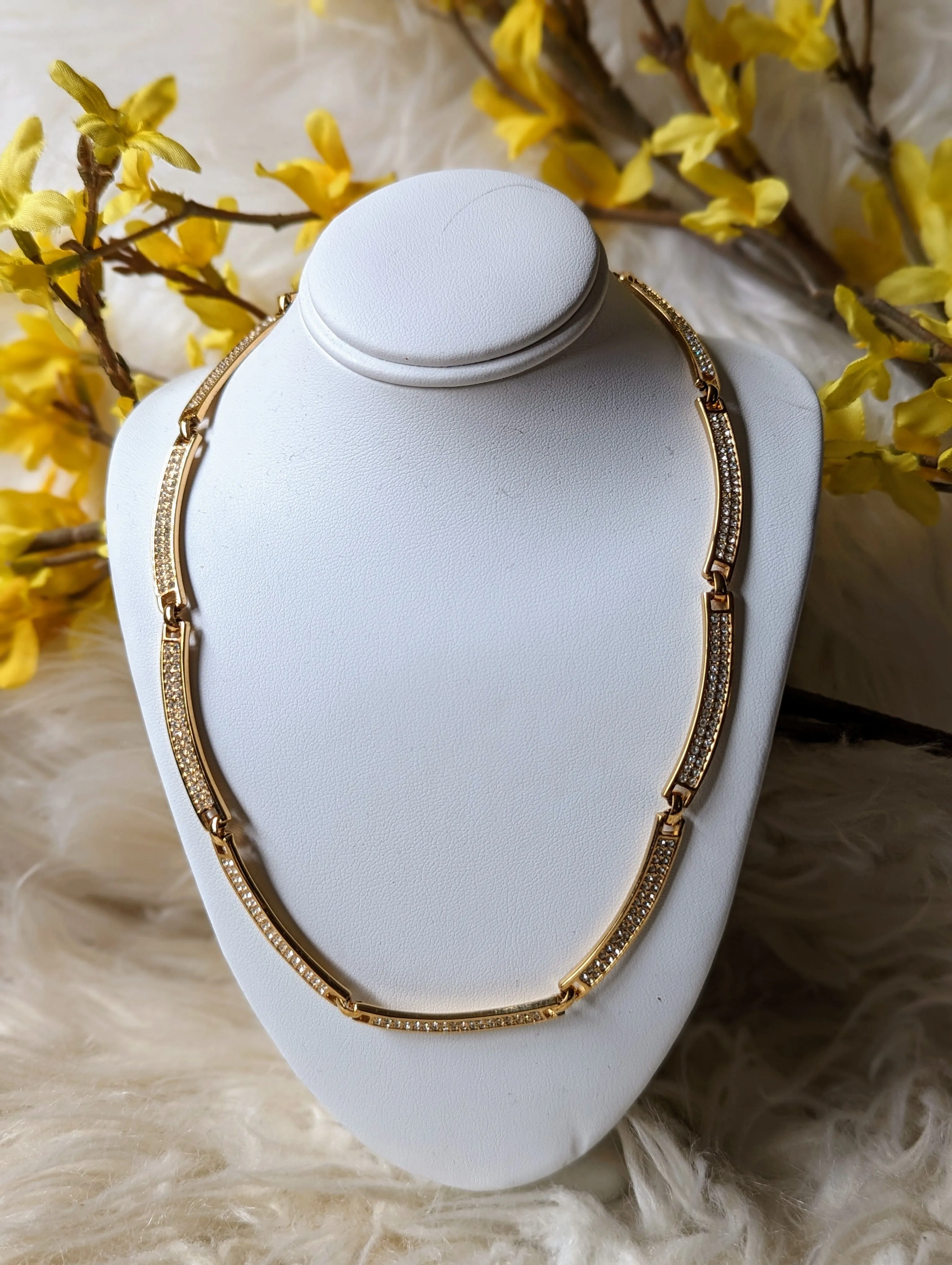 Vintage - Gold Pave Crystal Necklace