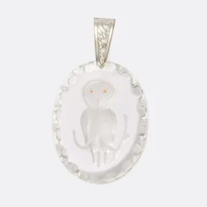 Vintage Rock Crystal Owl Pendant