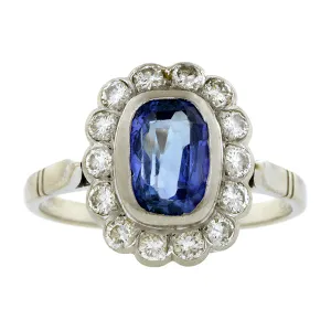 Vintage Sapphire & Diamond Frame Ring