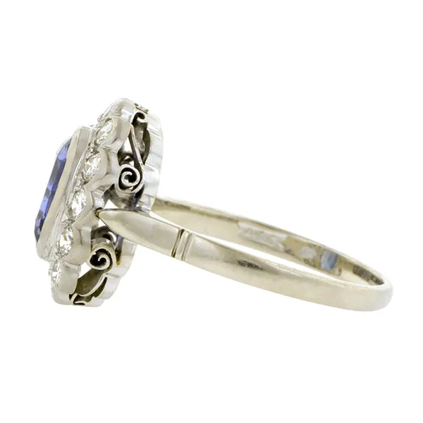 Vintage Sapphire & Diamond Frame Ring