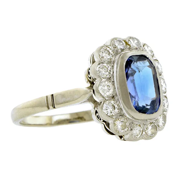 Vintage Sapphire & Diamond Frame Ring