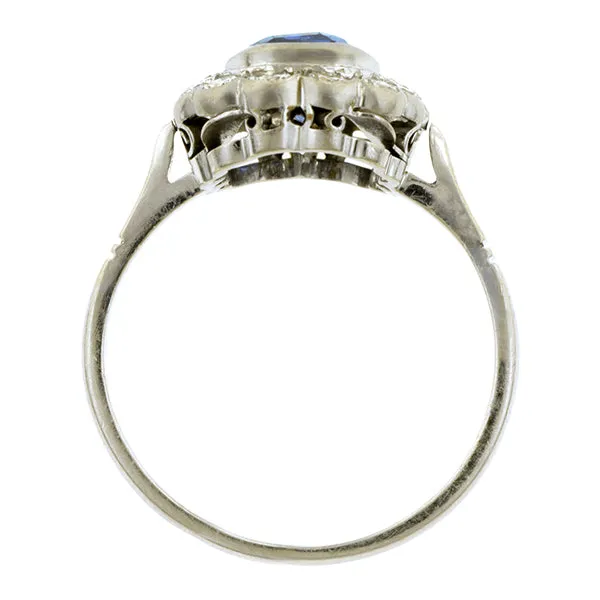 Vintage Sapphire & Diamond Frame Ring