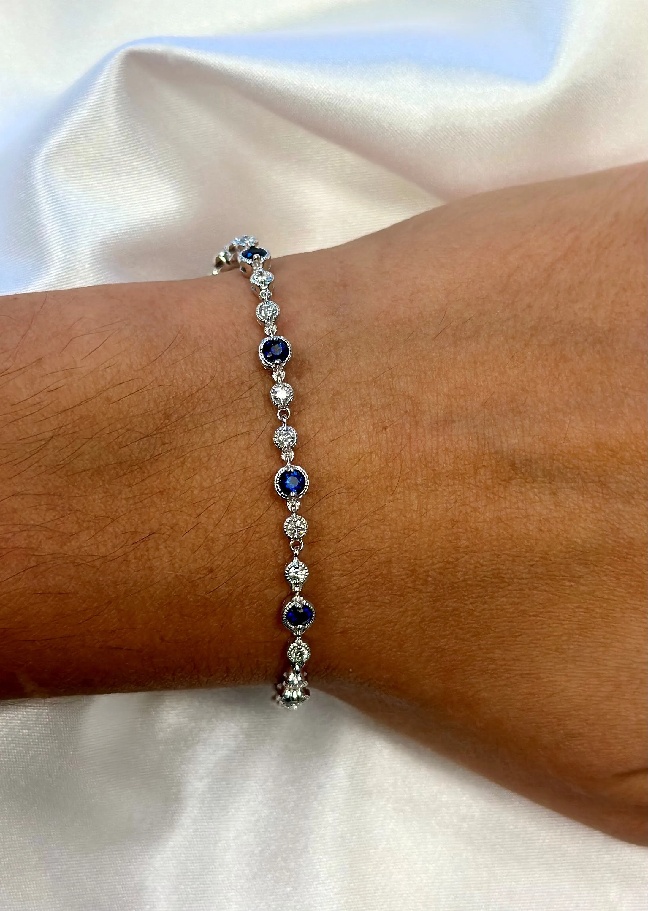 Vintage Style Gemstone and Diamond Bracelet