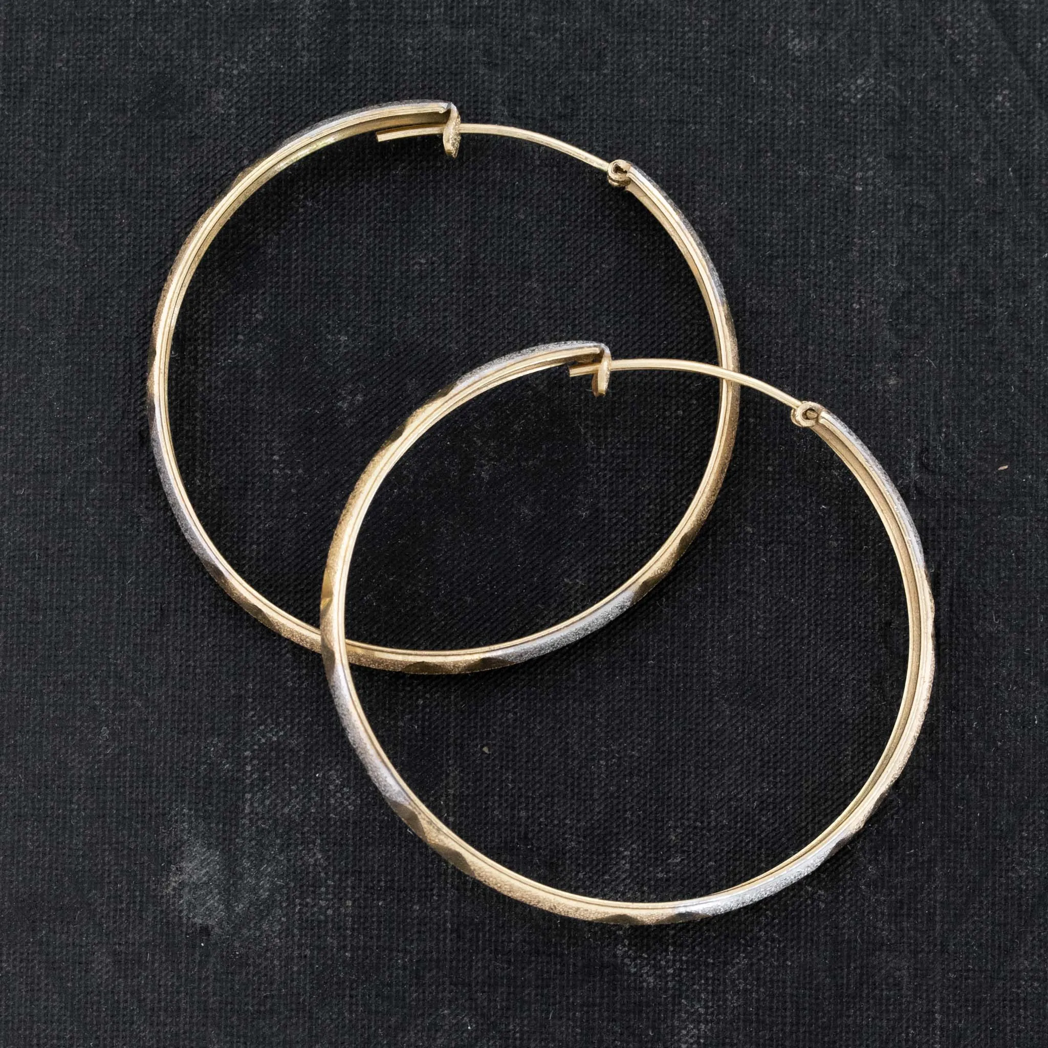 Vintage Two-Tone Textured Hoop Earrings