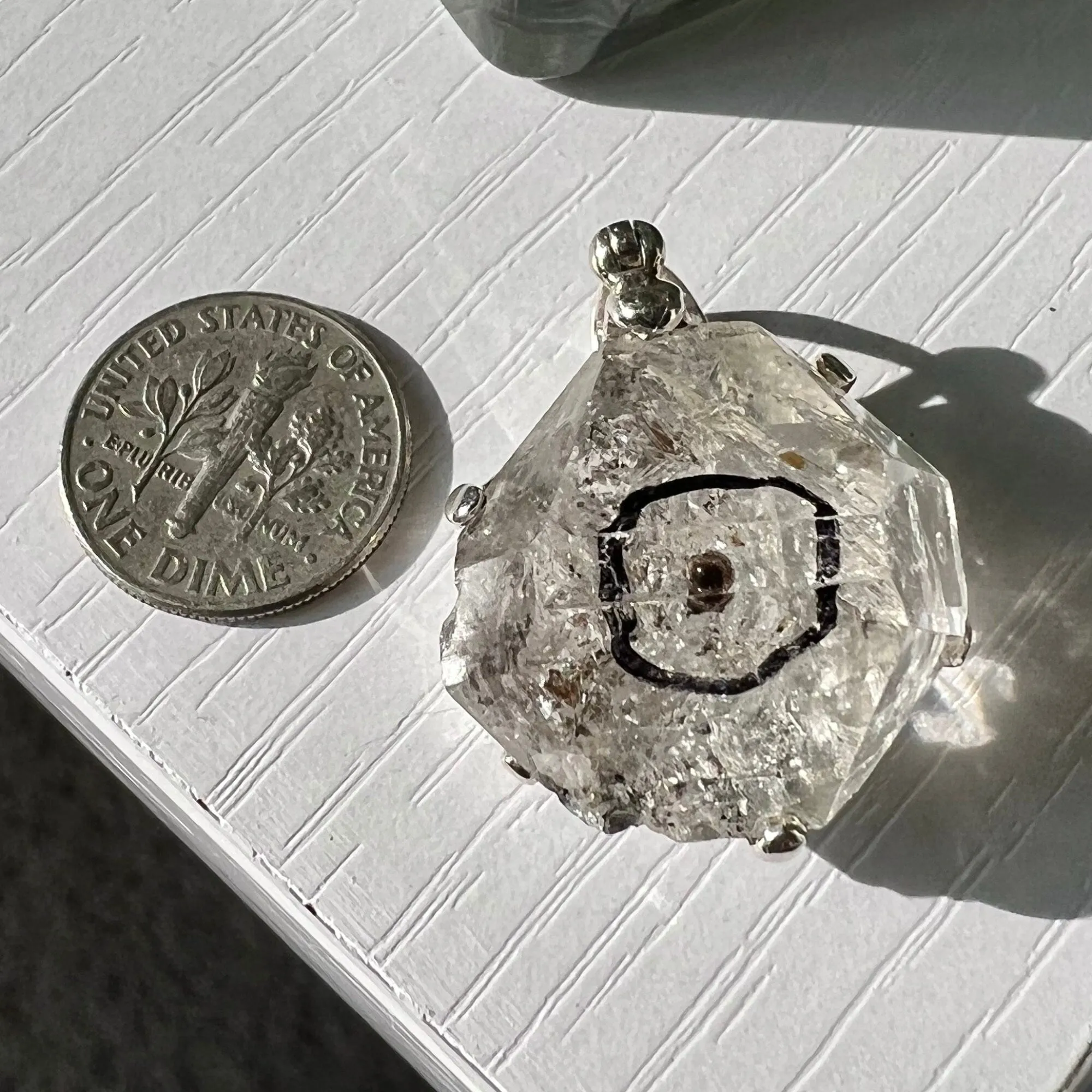 Water Carbon Oil Bubble Enhydro Quartz Pendant
