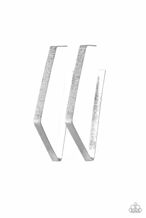 Way Over the Edge Silver Paparazzi Earrings