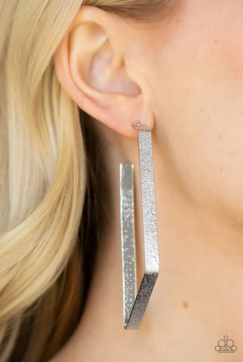 Way Over the Edge Silver Paparazzi Earrings