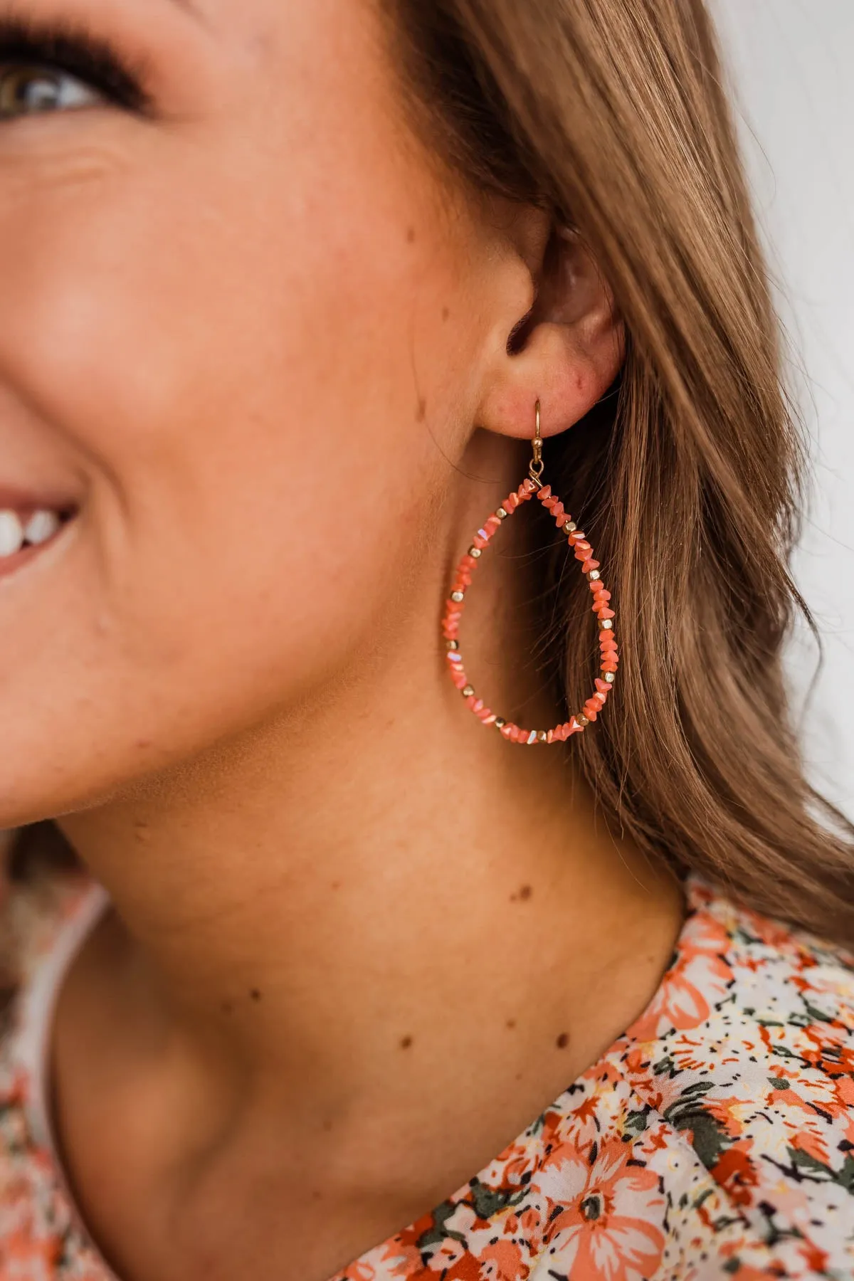 What Comes Around Teardrop Dangle Earrings- Pink