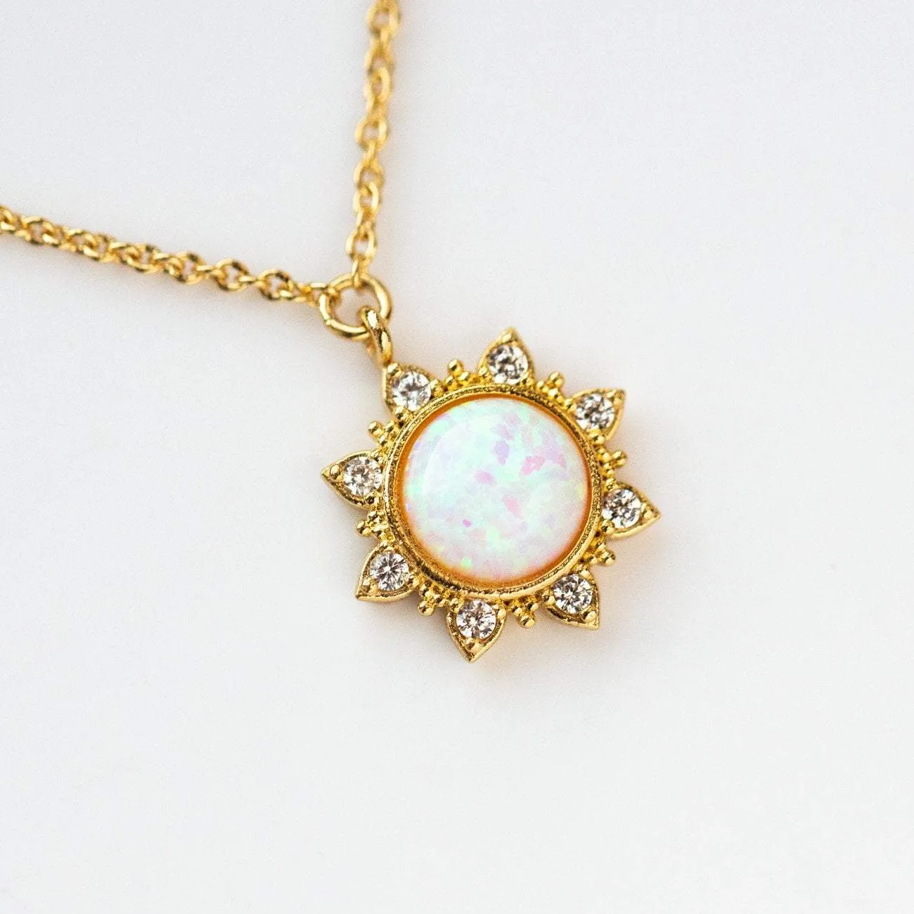 White Opal Sun Necklace