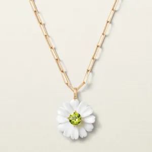 Wild Flower Pendant Big White Opal Peridot