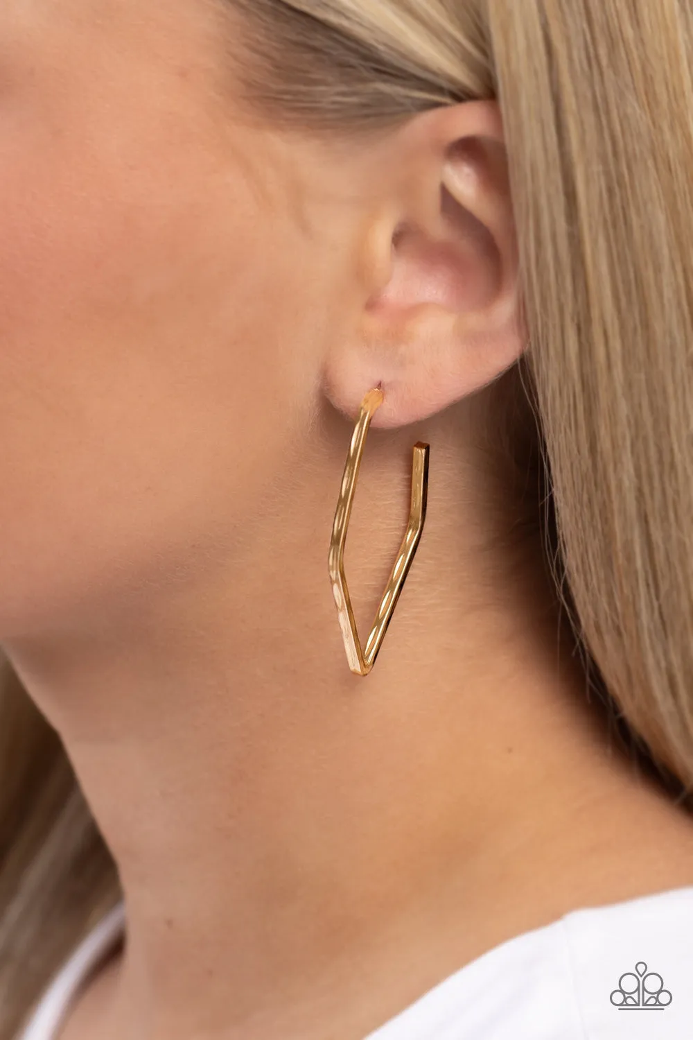 Winning Edge - Gold - Geometric Paparazzi Hoop Earrings