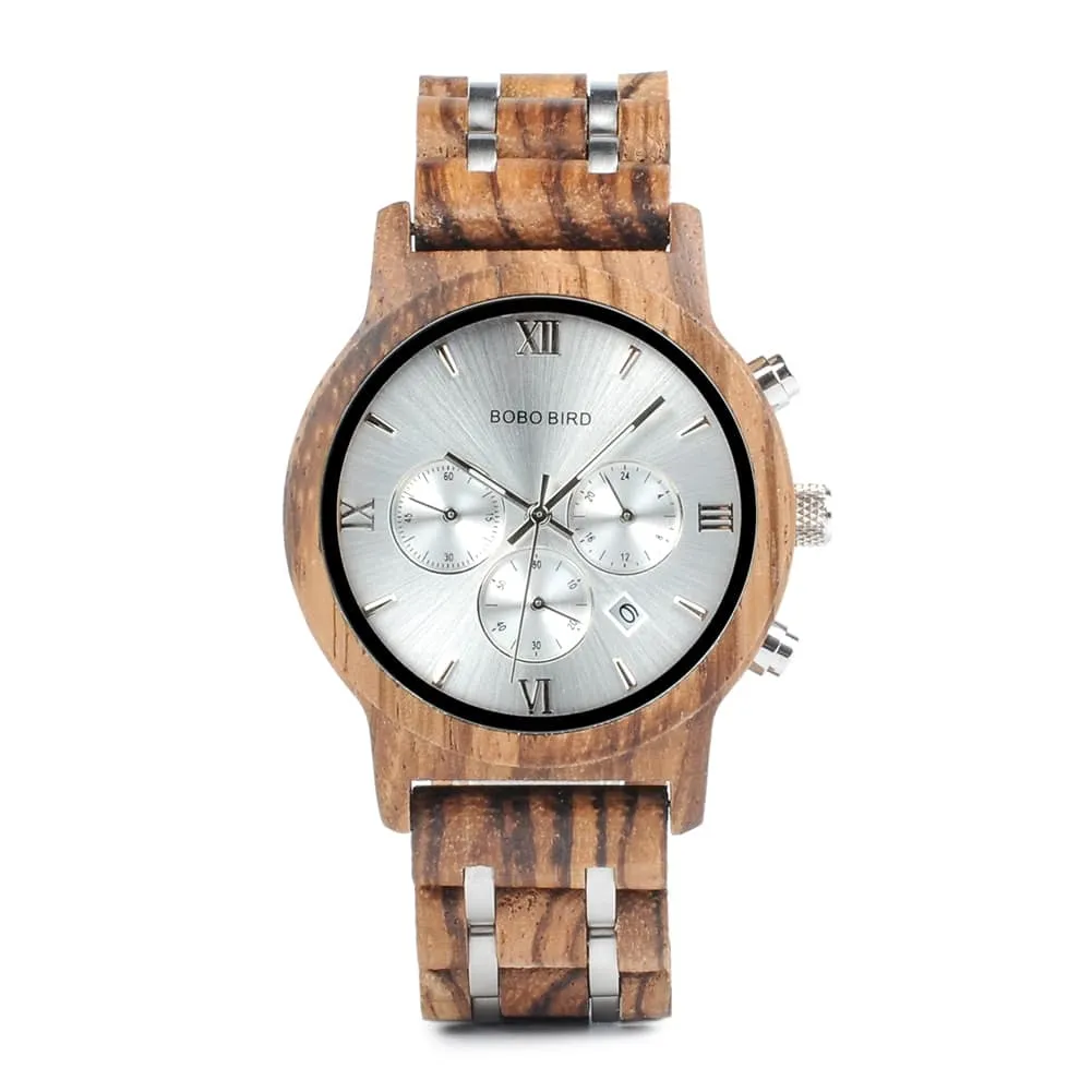 Women's Wooden Bracelet Chronograph Watches