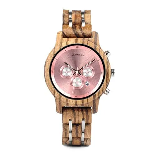 Women's Wooden Bracelet Chronograph Watches