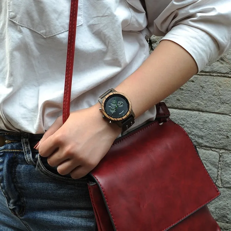 Women's Wooden Bracelet Chronograph Watches
