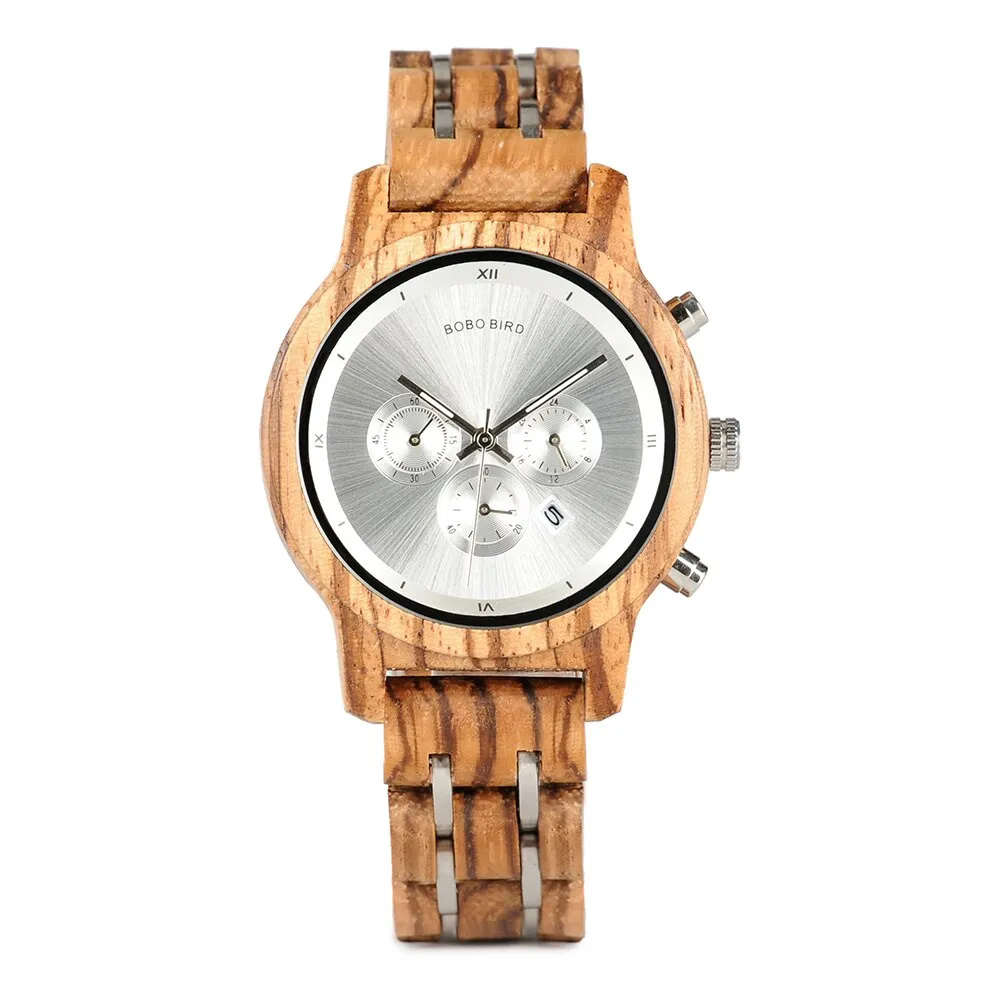 Women's Wooden Bracelet Chronograph Watches