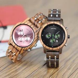 Women's Wooden Bracelet Chronograph Watches