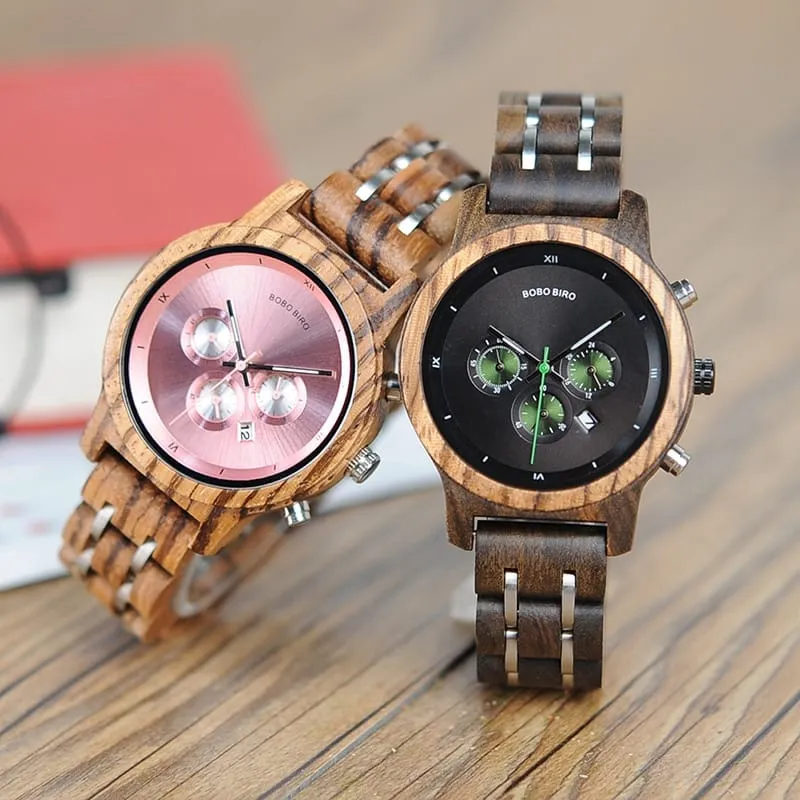 Women's Wooden Bracelet Chronograph Watches