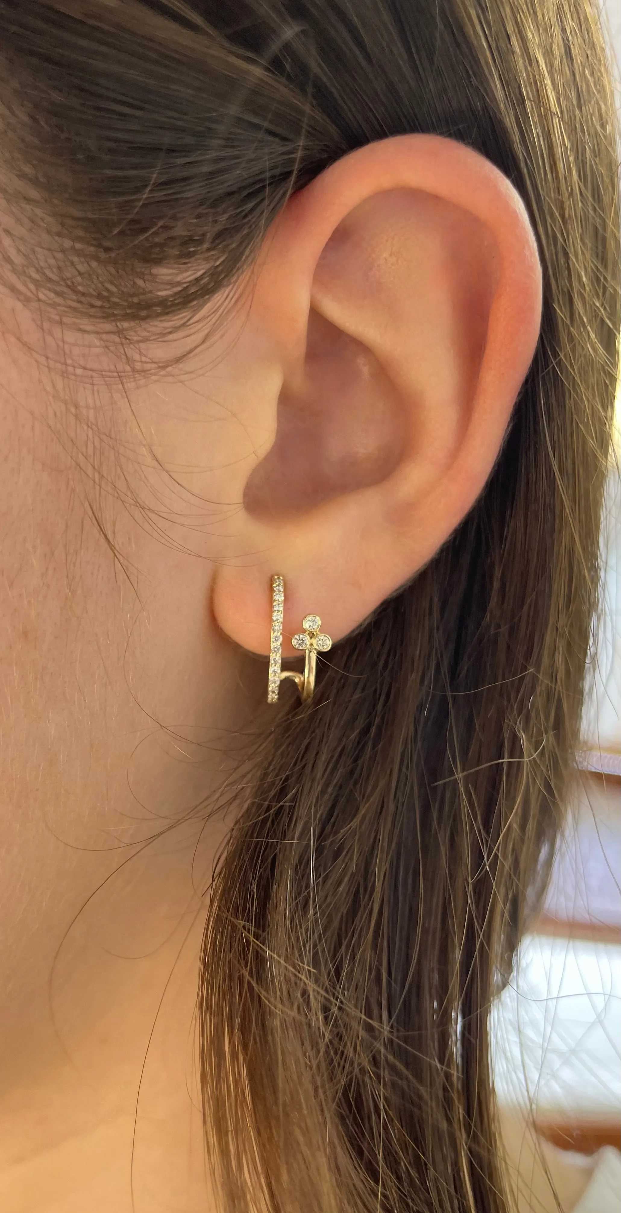 Wrap-Around Trio Bezel Diamond Earrings