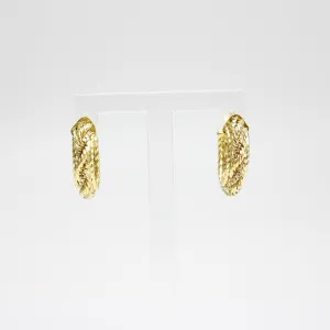 YELLOW GOLD ROPE STYLE HOOP EARRINGS