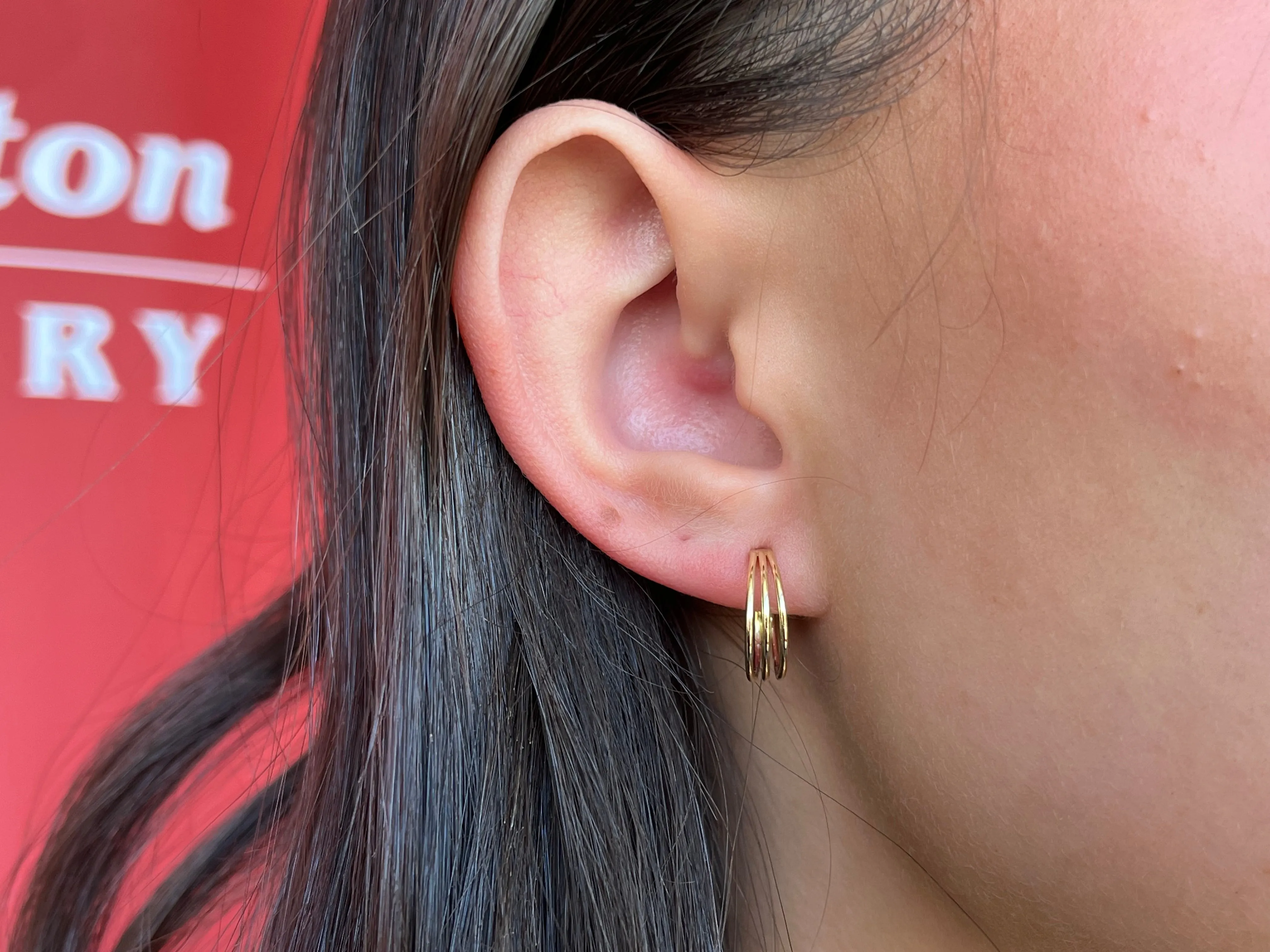 Yellow Gold Tapered Triple Hoops