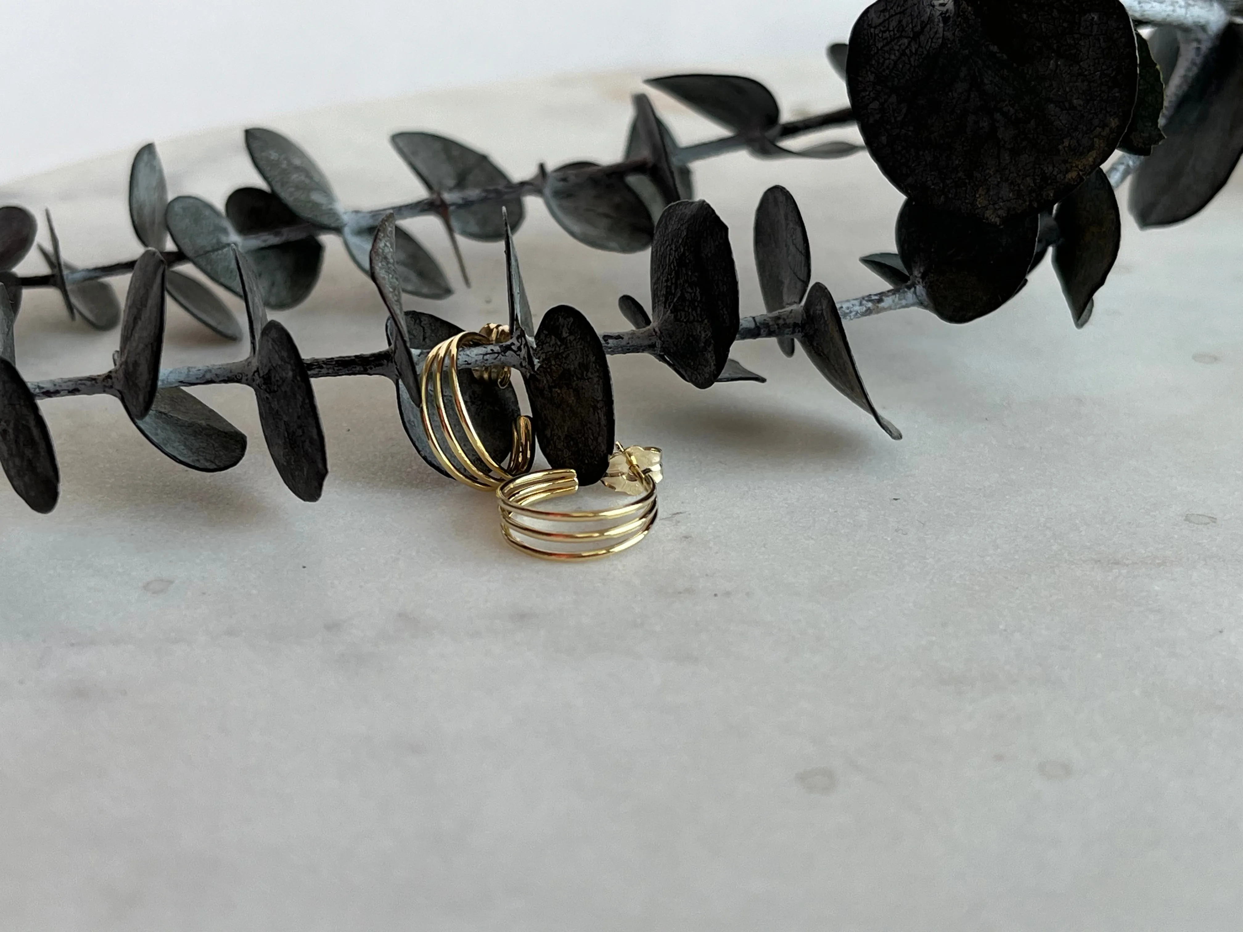 Yellow Gold Tapered Triple Hoops