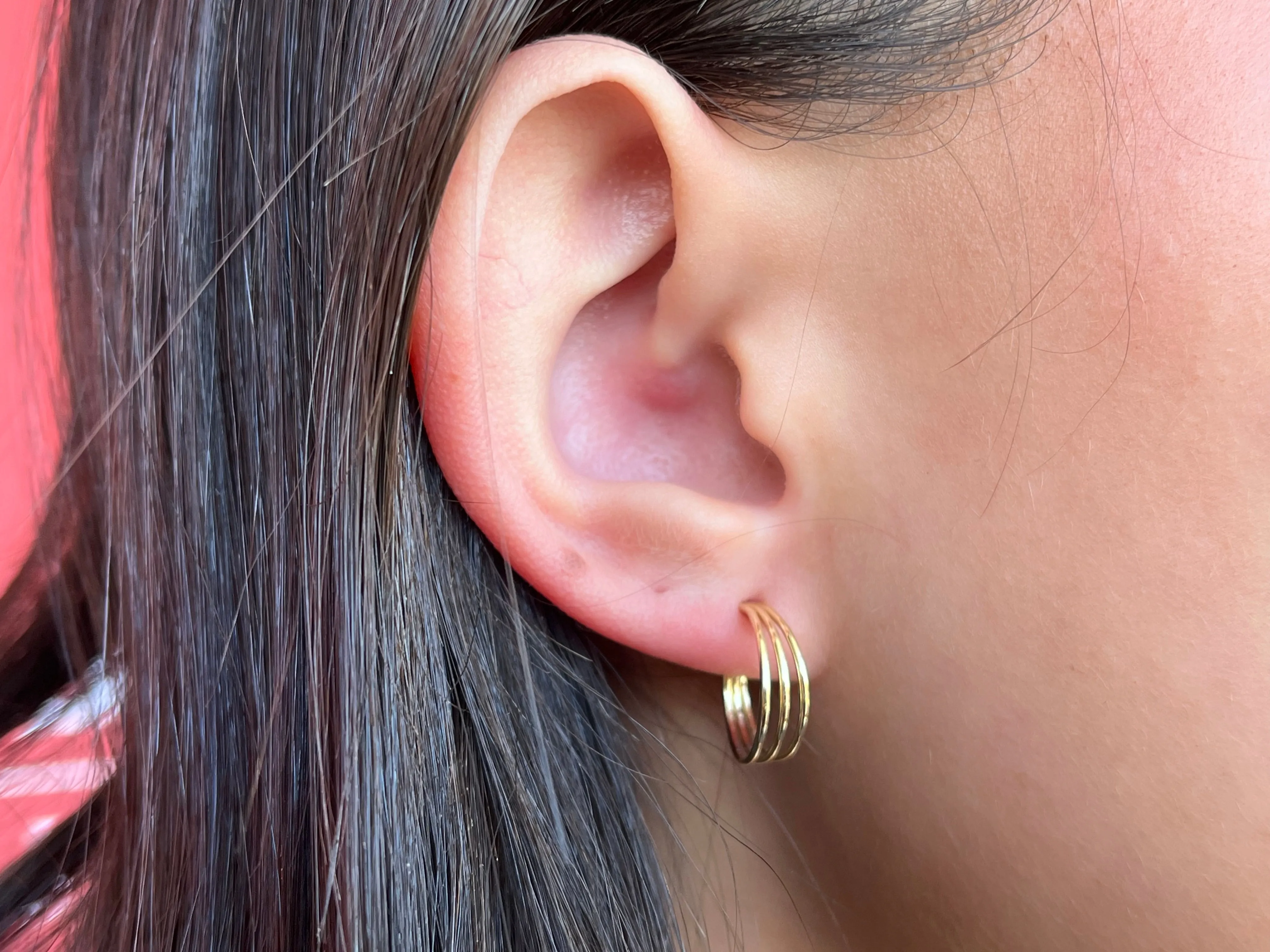 Yellow Gold Tapered Triple Hoops