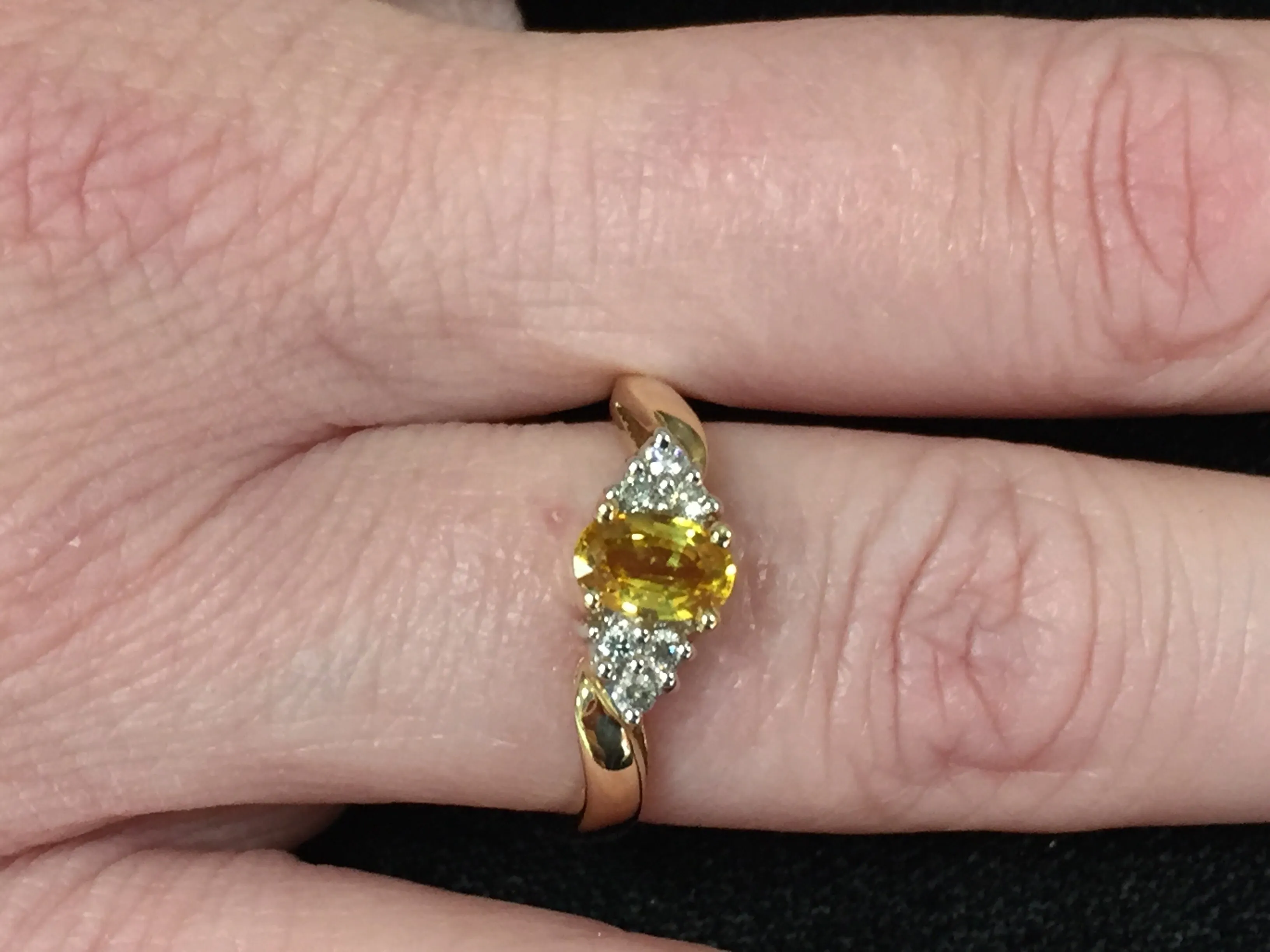 Yellow Sapphire And Diamond 14 K Yellow Gold Ring