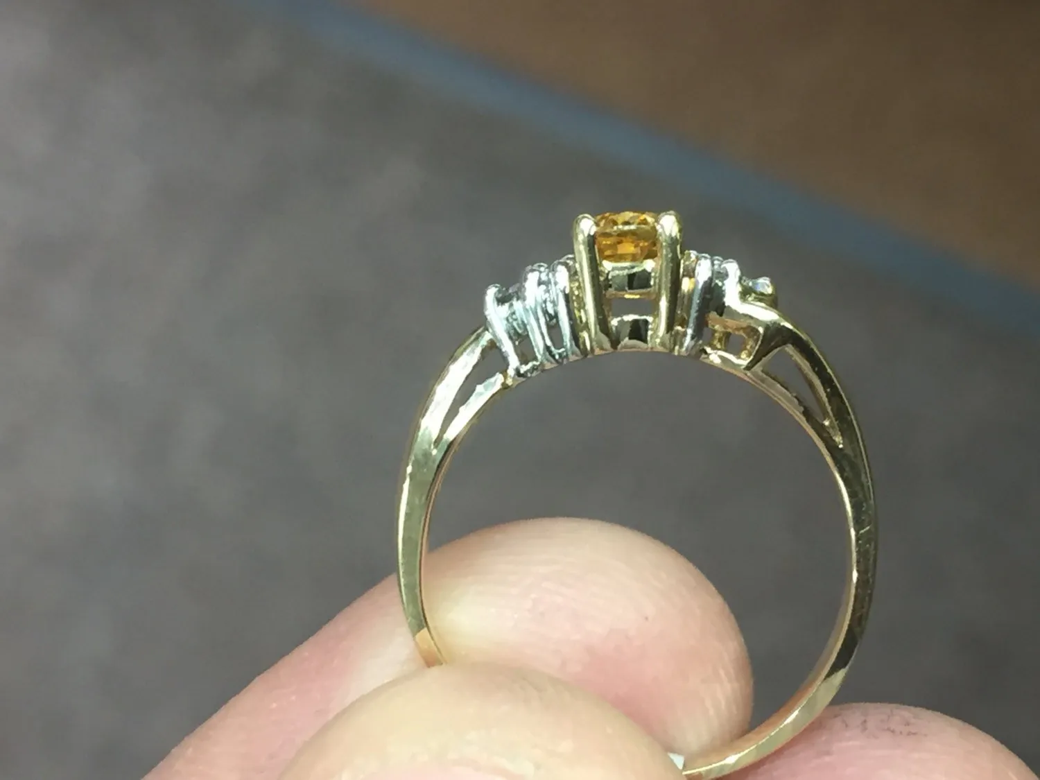 Yellow Sapphire And Diamond 14 K Yellow Gold Ring