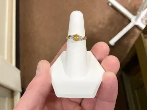 Yellow Sapphire And Diamond 14 K Yellow Gold Ring
