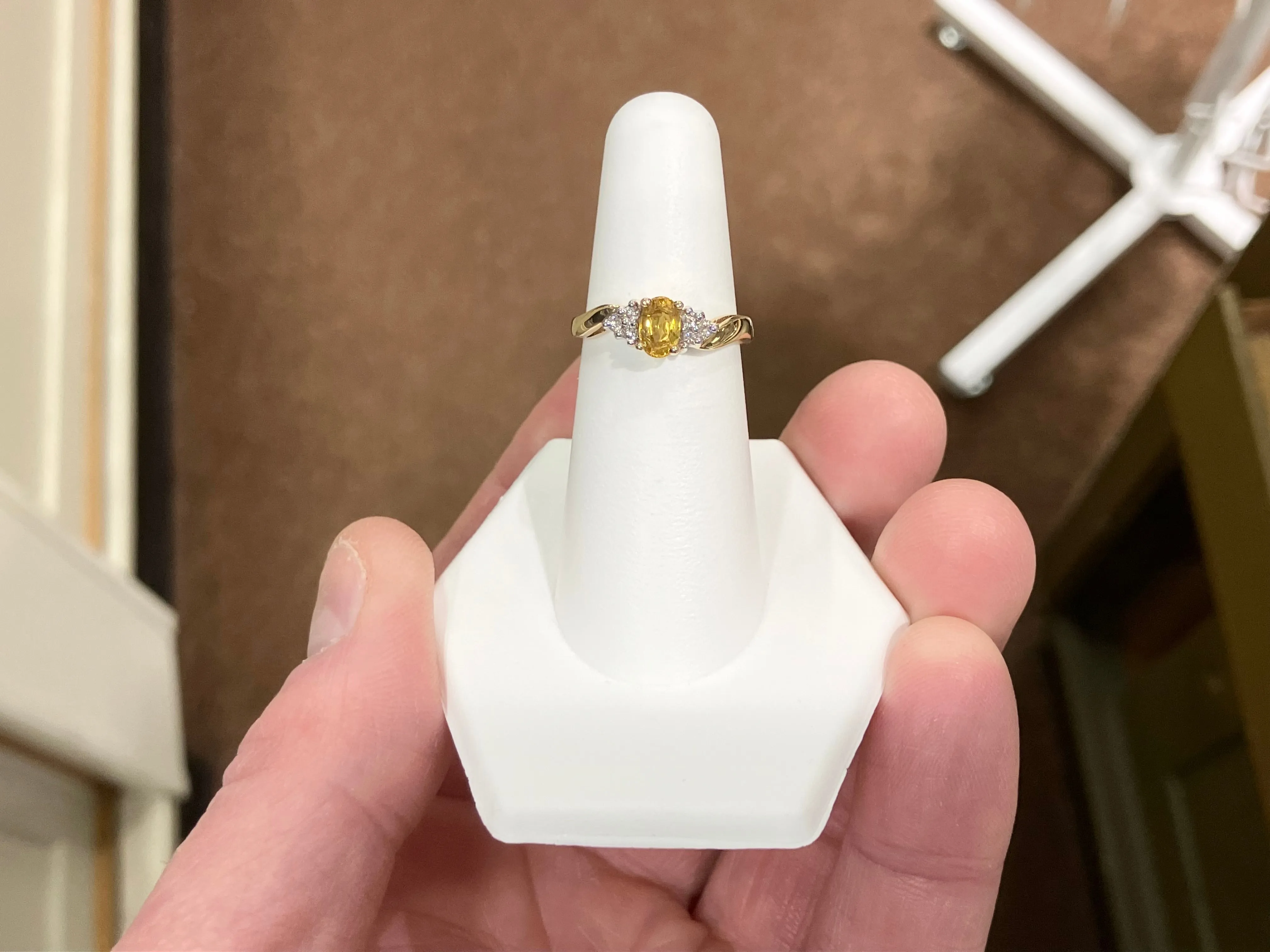 Yellow Sapphire And Diamond 14 K Yellow Gold Ring