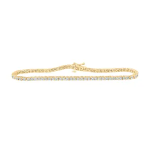 Yellow-tone Sterling Silver Womens Round Diamond 7-inch Fashion Bracelet 3/8 Cttw