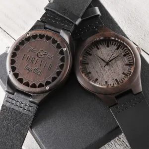 You and Me Together Forever Engraved Wooden Luxury Watch