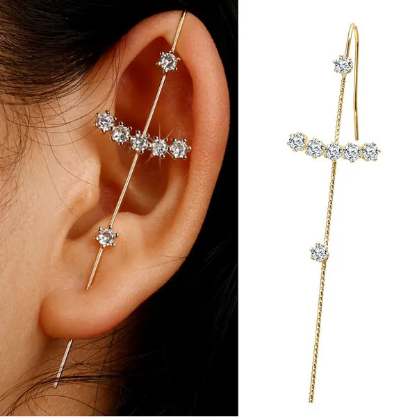 Zodiac - Rhinestone Earrings Slash Earrings